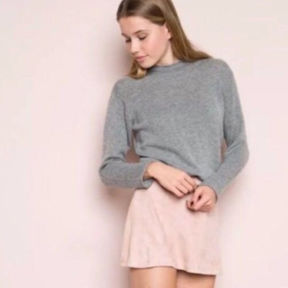 john galt blush pink suede skirt